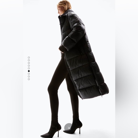 Womens Mango Quilted Long Coat. - Picture 4 of 12